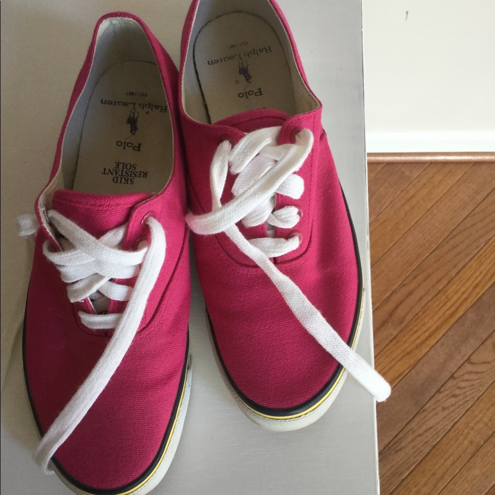 Polo Ralph Lauren Hot Pink Tennis Shoes, Size 9